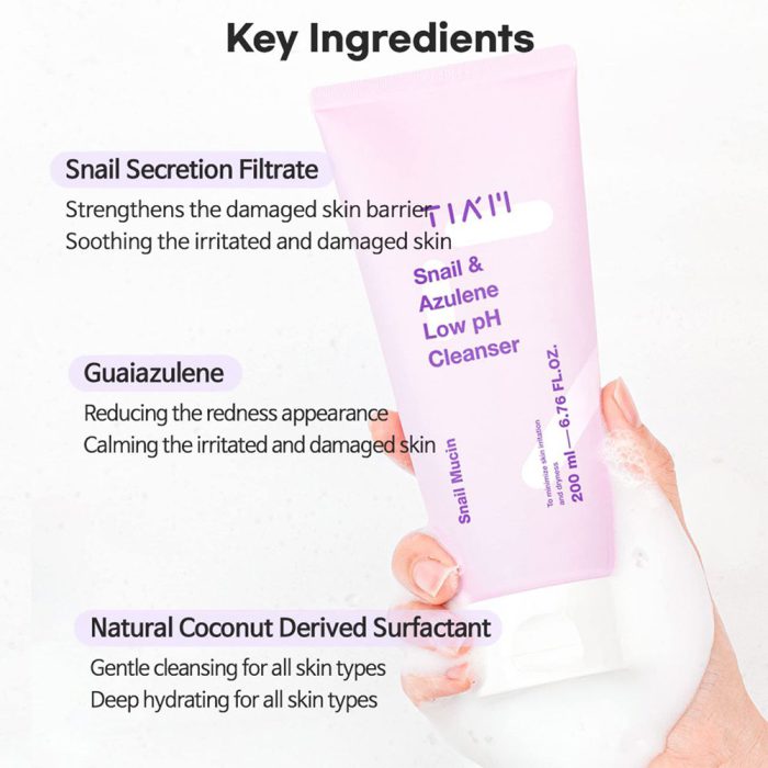 ژل شوینده ملایم حلزون و آزولن تیام TIAM Snail & Azulene Low pH Cleanser