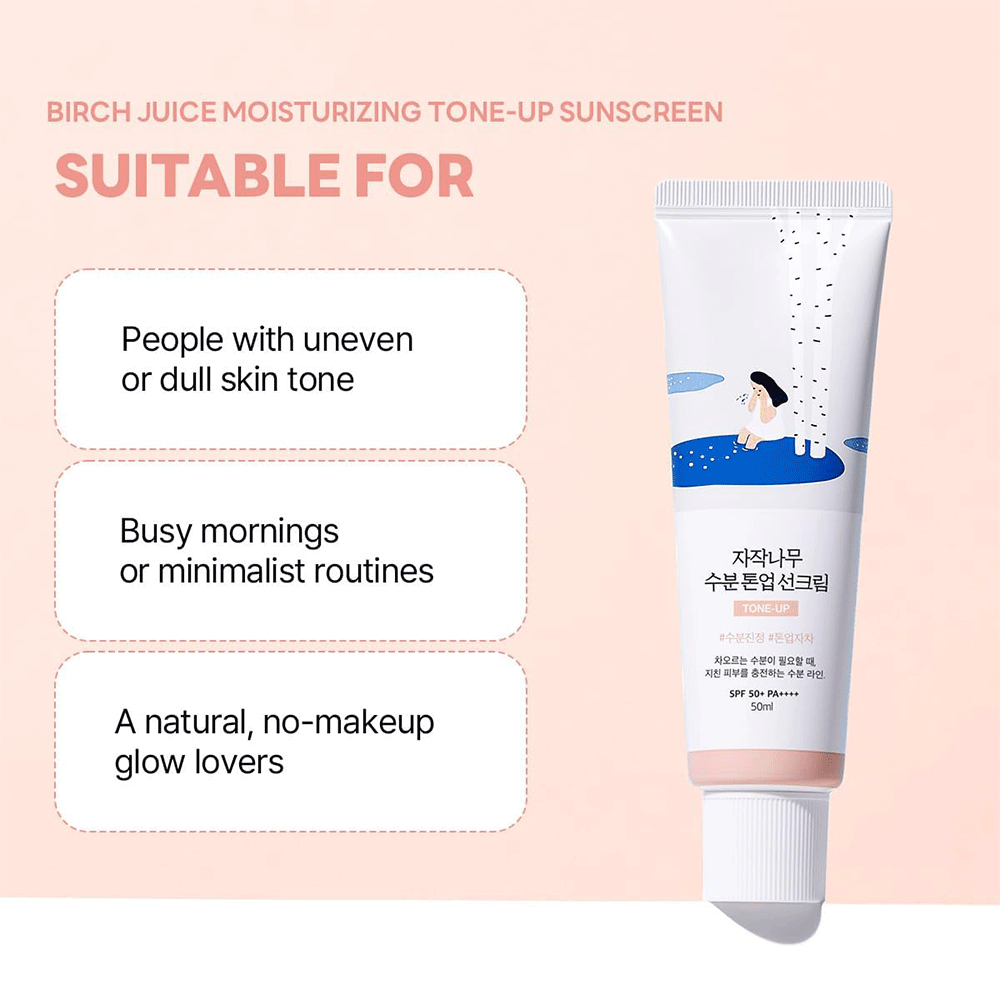 کرم ضد آفتاب تون آپ تسکین دهنده و مرطوب کننده شیره توس راندلب Round Lab Birch Juice Moisturizing Tone-up Sunscreen