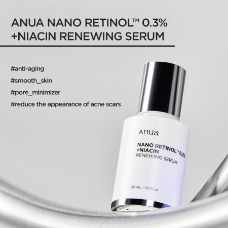 سرم ضد چروک و روشن کننده نانو رتینول 0.3 درصد و نیاسین آنوا Anua Nano Retinol 0.3 % + Niacin Renewing Serum