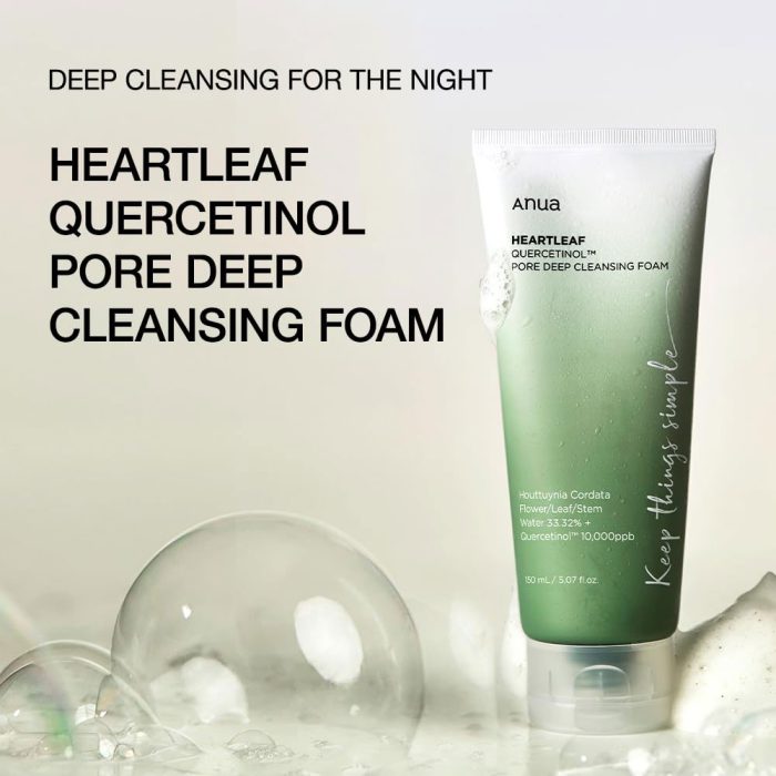 فوم شستشوی تسکین دهنده و پاک کننده عمقی منافذ آنوا Anua Heartleaf Quercetinol Pore Deep Cleansing Foam