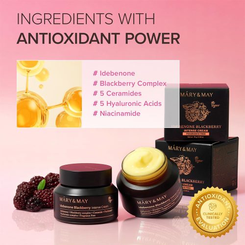 کرم ضد چروک و ترمیم کننده ایدبنون و بلک بری برند مری اند می Mary & May Idebenone Blackberry Intense Cream