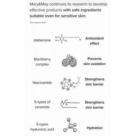 کرم ضد چروک و ترمیم کننده ایدبنون و بلک بری برند مری اند می Mary & May Idebenone Blackberry Intense Cream