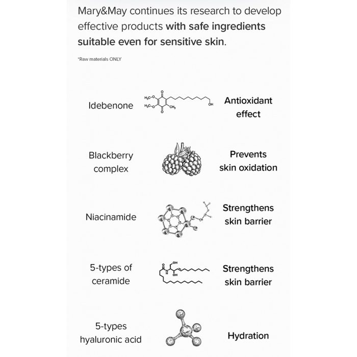 کرم ضد چروک و ترمیم کننده ایدبنون و بلک بری برند مری اند می Mary & May Idebenone Blackberry Intense Cream