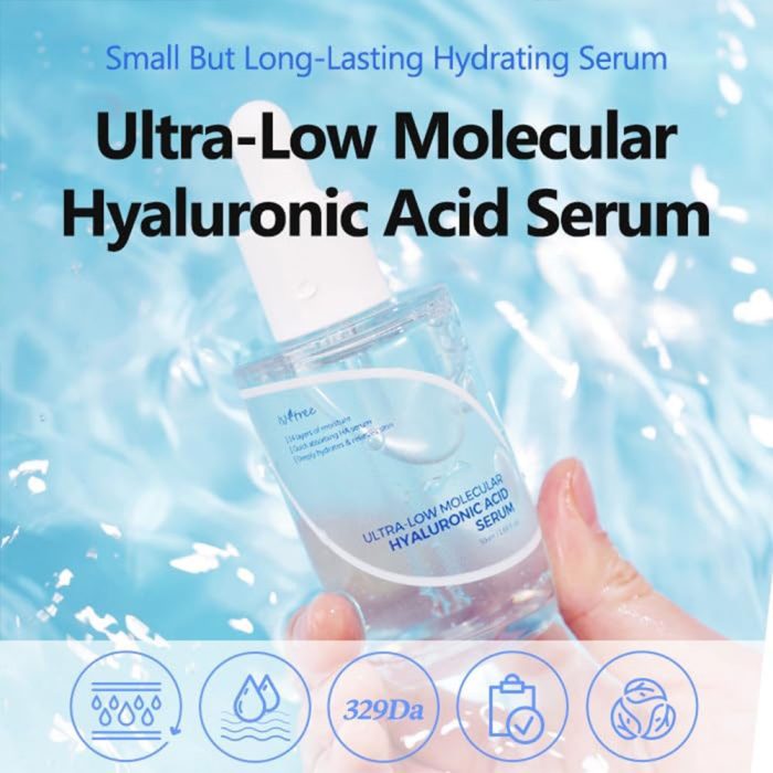 سرم آبرسان هیالورونیک اسید ریز مولکول ایزنتری ISNTREE Ultra-low Molecular Hyaluronic Acid Serum