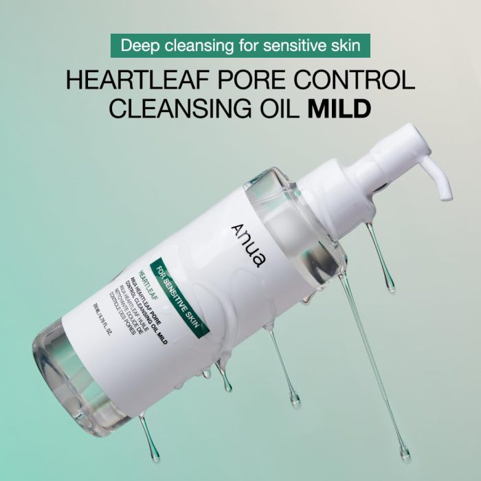 شوینده روغنی کنترل منافذ و تسکین دهنده آنوا مخصوص پوست های حساس Anua Heartleaf Pore Control Cleansing Oil Mild