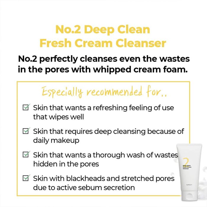 شوینده پاک کننده عمقی شماره 2 نامبوزین Numbuzin No.2 Deep Clean Fresh Cream Cleanser