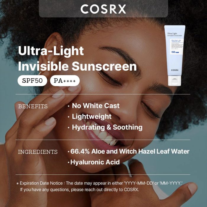 ضد آفتاب مرطوب کننده و فوق سبک اولترا لایت کوزارکس COSRX Ultra-Light Invisible Sunscreen