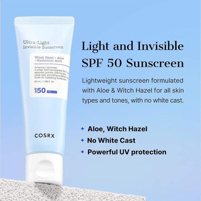 ضد آفتاب مرطوب کننده و فوق سبک اولترا لایت کوزارکس COSRX Ultra-Light Invisible Sunscreen