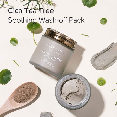 ماسک شستشوی تسکین دهنده و پاک کننده سیکا و تی تری مری اند می Mary & May Vegan CICA Tea Tree Soothing Wash off Pack