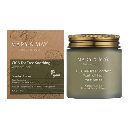 ماسک شستشوی تسکین دهنده و پاک کننده سیکا و تی تری مری اند می Mary & May Vegan CICA Tea Tree Soothing Wash off Pack