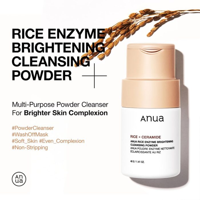 پودر شستشوی روشن کننده آنزیم برنج آنوا Anua Rice Enzyme Brightening Cleansing Powder