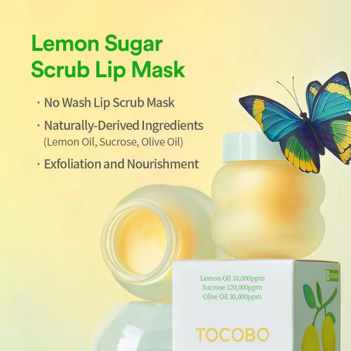 ماسک اسکراب لایه بردار و روشن کننده لیمو شکر توکوبو Tocobo Lemon Sugar Scrub Lip Mask