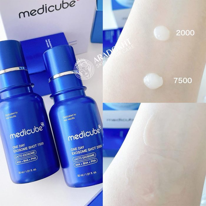 آمپول اگزوزوم‌ شات 7500 مدی کیوب لایه بردار، کنترل منافذ و ضد جوش Medicube One Day Exosome Shot Pore Ampoule 7500