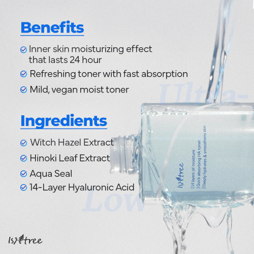 تونر آبرسان هیالورونیک اسید ریز مولکولی ایزنتری Isntree Ultra-Low Molecular Hyaluronic Acid Toner