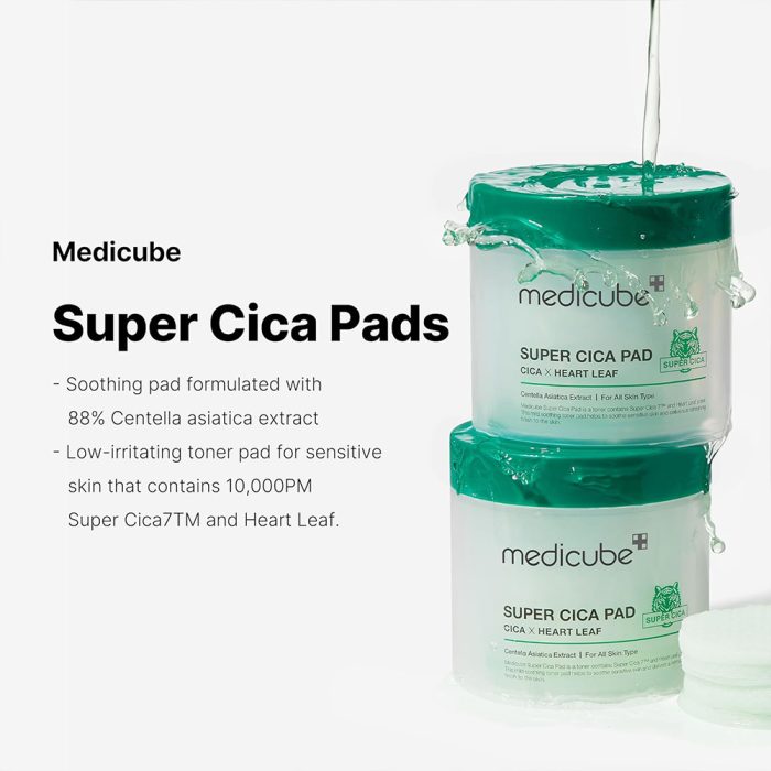 پد تونر سوپر سیکا مدی کیوب لایه بردار و تسکین دهنده پوست Medicube Super Cica Toner Pad