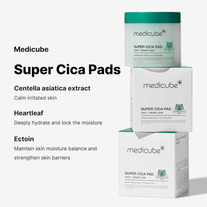 پد تونر سوپر سیکا مدی کیوب لایه بردار و تسکین دهنده پوست Medicube Super Cica Toner Pad