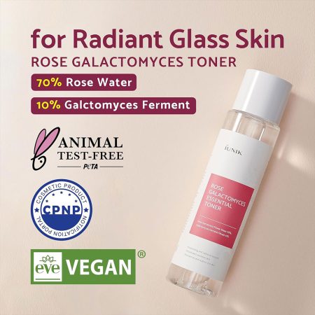 تونر رز گالاکتومایسس آیونیک آبرسان و روشن کننده پوست iUnik Rose Galactomyces Essential Toner