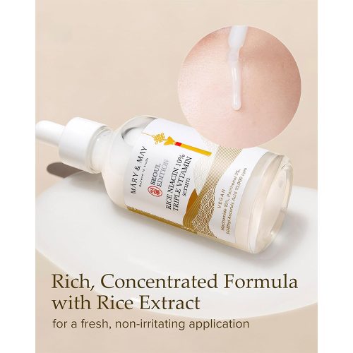 سرم تریپل ویتامین نیاسینامید 10 درصد و برنج مری اند می روشن کننده پوست Mary & May Rice Niacin 10% Triple Vitamin Serum