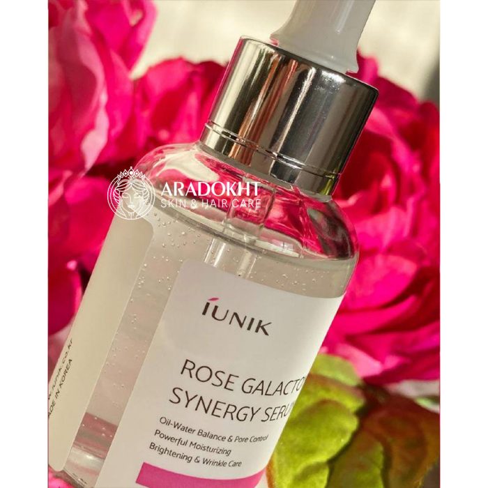 سرم سینرژی رز گالاکتومایسس آیونیک ضد چروک و روشن کننده پوست iUNIK Rose Galactomyces Synergy Serum