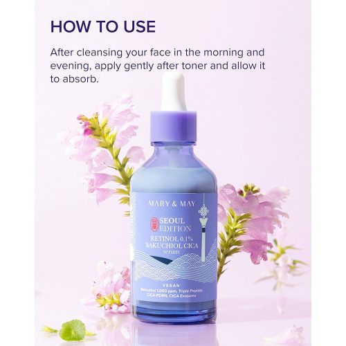 سیکا سرم رتینول باکوچیول مری اند می Mary & May Retinol 0.1% Bakuchiol Cica Serum Seoul Edition