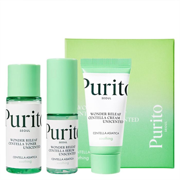 کیت مینی محصولات تسکین دهنده پیوریتو Purito SEOUL Wonder Releaf Centella Mini Kit Unscented