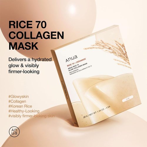 ماسک ورقه ای برنج و کلاژن آنوا مرطوب و درخشان کننده پوست Anua Rice 70 Glow Collagen Mask