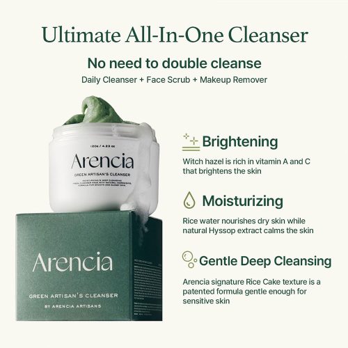 پاک کننده عمقی موچی برنج و چای سبز آرنسیا تسکین دهنده و کنترل چربی پوست Arencia Fresh Green Rice Mochi Cleanser
