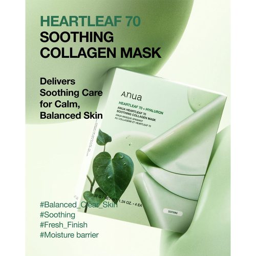 پک ماسک هارتلیف و هیالورون آنوا تسکین دهنده پوست Anua Heartleaf 70 Soothing Collagen Mask