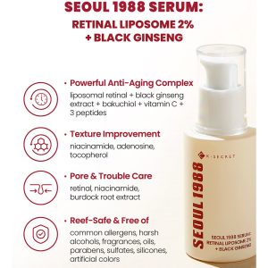 سرم لیپوزوم رتینال و جنسینگ سیاه کی سکرت K-SECRET SEOUL 1988 Serum Retinal Liposome 2% + Black Ginseng