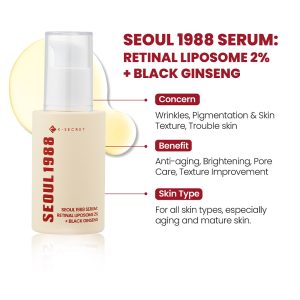 سرم لیپوزوم رتینال و جنسینگ سیاه کی سکرت K-SECRET SEOUL 1988 Serum Retinal Liposome 2% + Black Ginseng