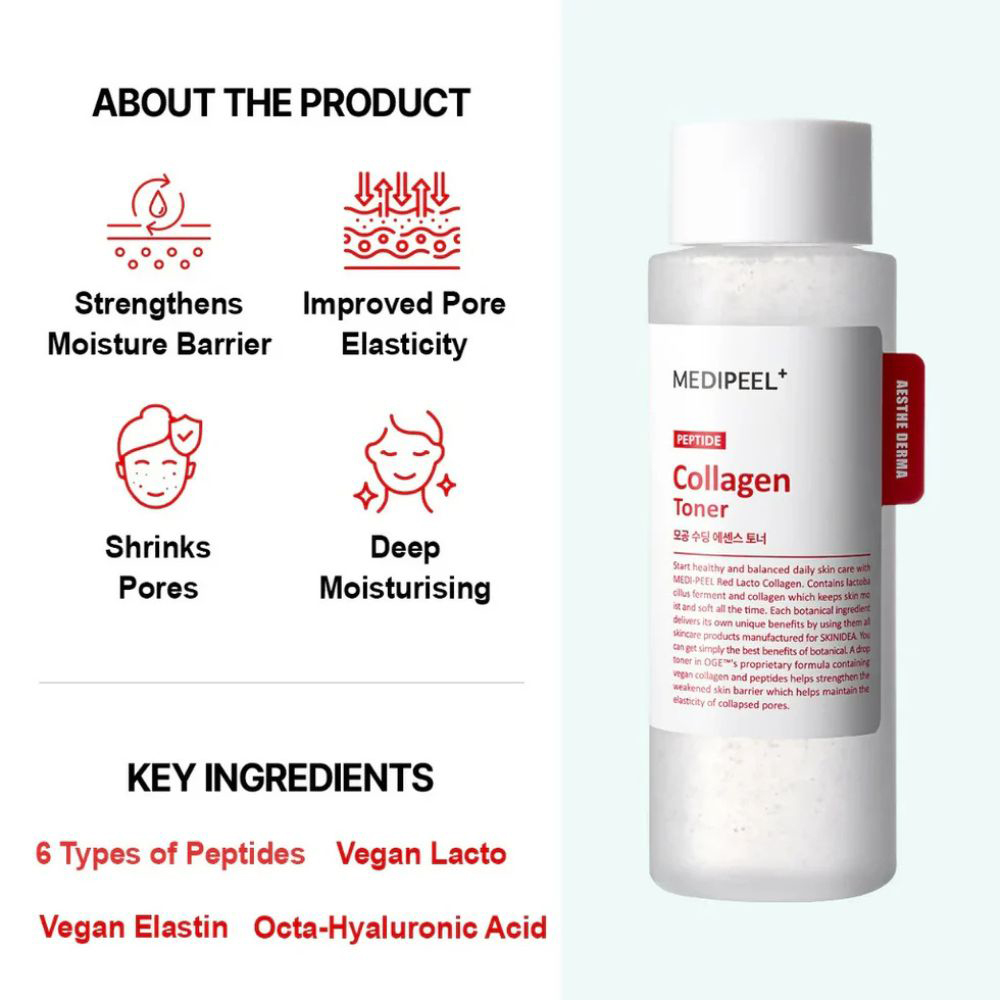 تونر اسنس تسکین دهنده لاکتو کلاژن قرمز مدی پیل Medi-Peel Red Lacto Collagen Soothing Essence Toner