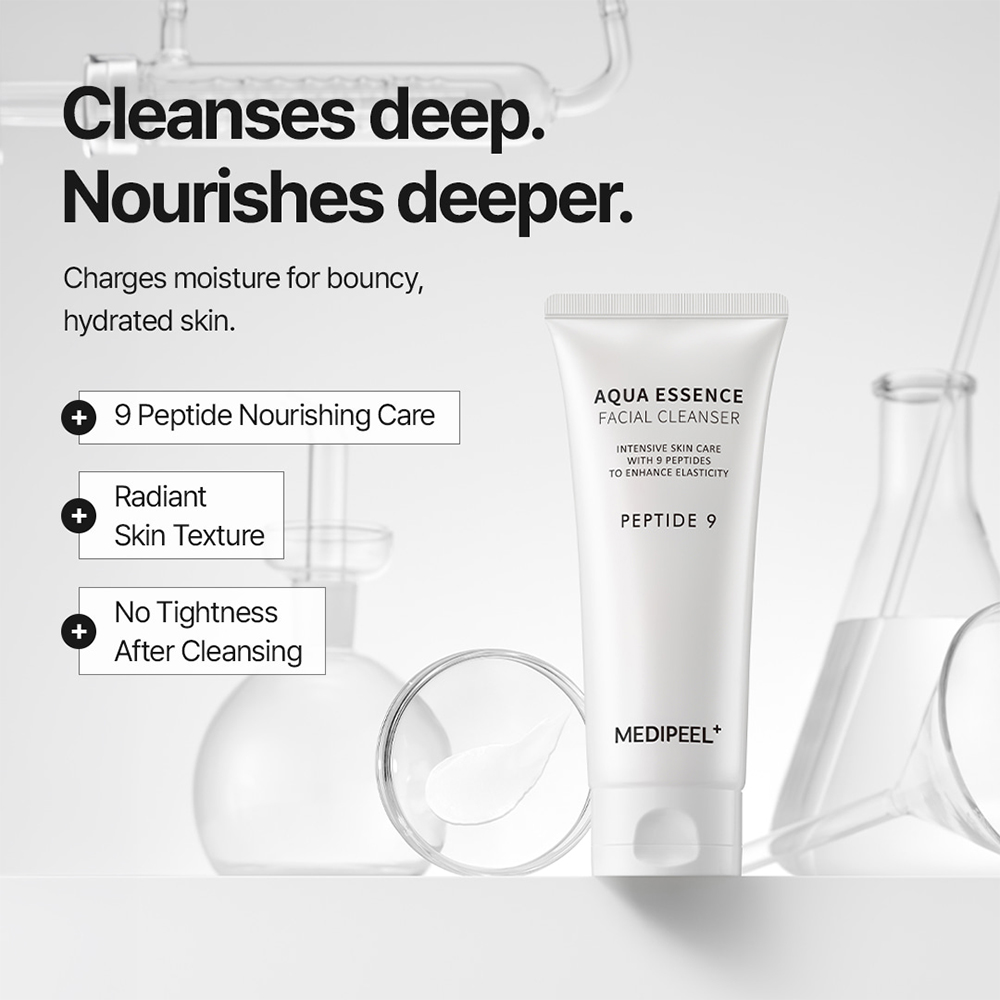 فوم ضد چروک و روشن کننده 9 پپتاید آکوا اسنس مدی پیل Medi-Peel Peptide 9 Aqua Essence Facial Cleanser