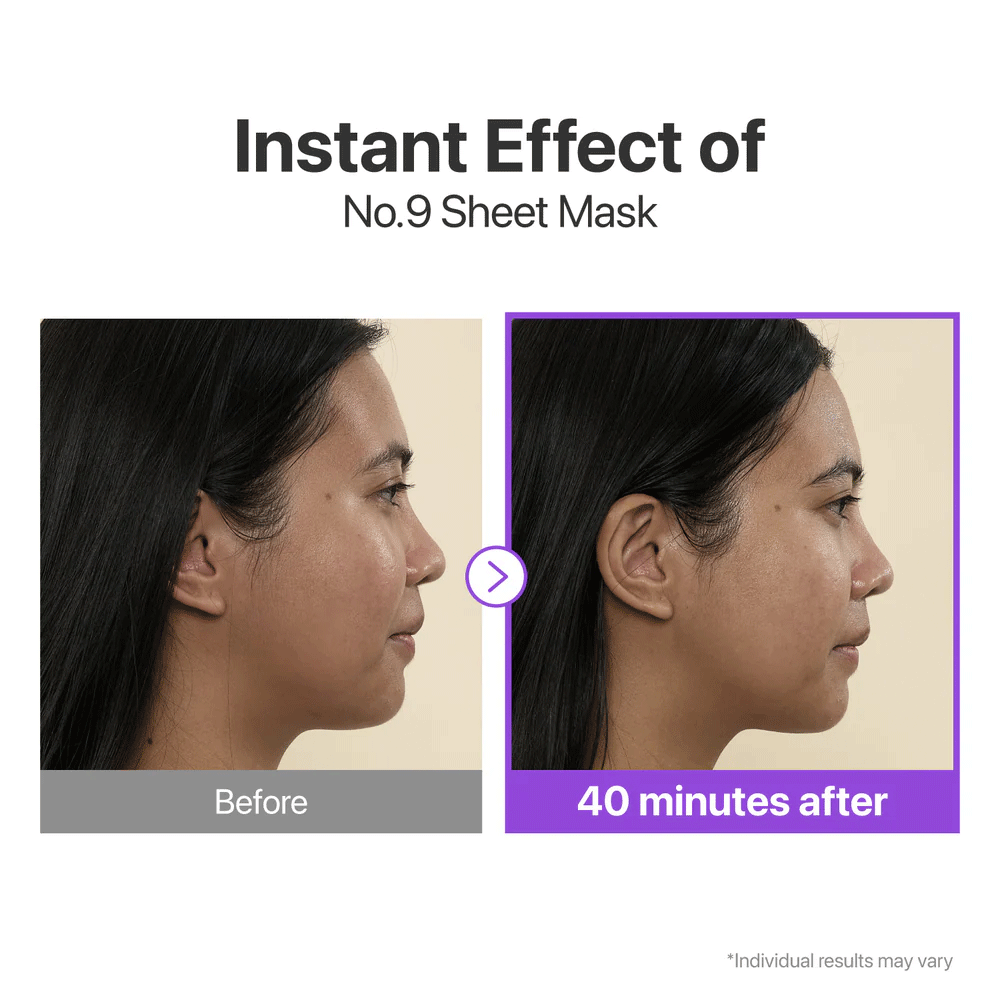 ماسک ضد چروک بایو لیفتینگ شماره 9 نامبوزین Numbuzin No.9 Sheet Mask NAD+ BIO Lifting-sil Full Face Mask
