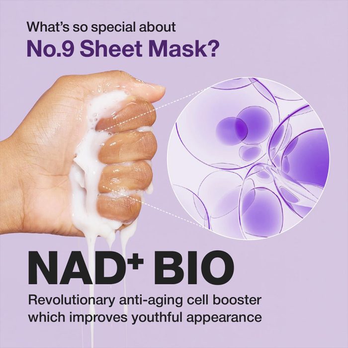 ماسک ضد چروک بایو لیفتیگ شماره 9 نامبوزین Numbuzin No.9 Sheet Mask NAD+ BIO Lifting-sil Full Face Mask
