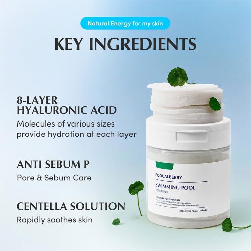 پد تونر آبرسان و تسکین دهنده اکوال بری EQQUALBERRY Swimming Pool Toner Pads