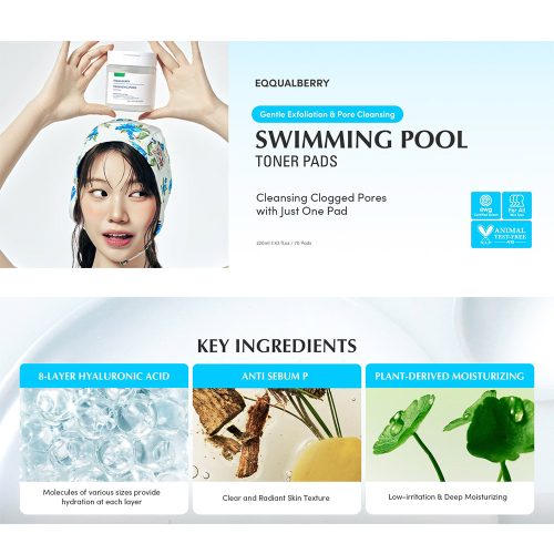 پد تونر آبرسان و تسکین دهنده اکوال بری EQQUALBERRY Swimming Pool Toner Pads