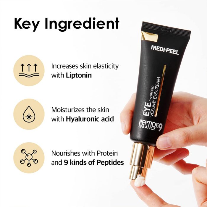 کرم دور چشم حجم دهنده و ضدچروک 9پپتاید و هیالورونیک مدی پیل Medi-Peel Peptide 9 Hyaluronic Volumy Eye Cream