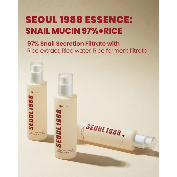 اسنس ترمیم کننده موسین حلزون و برنج سئول 1988 کی سکرت K-SECRET SEOUL 1988 Essence Snail Mucin 97% + Rice
