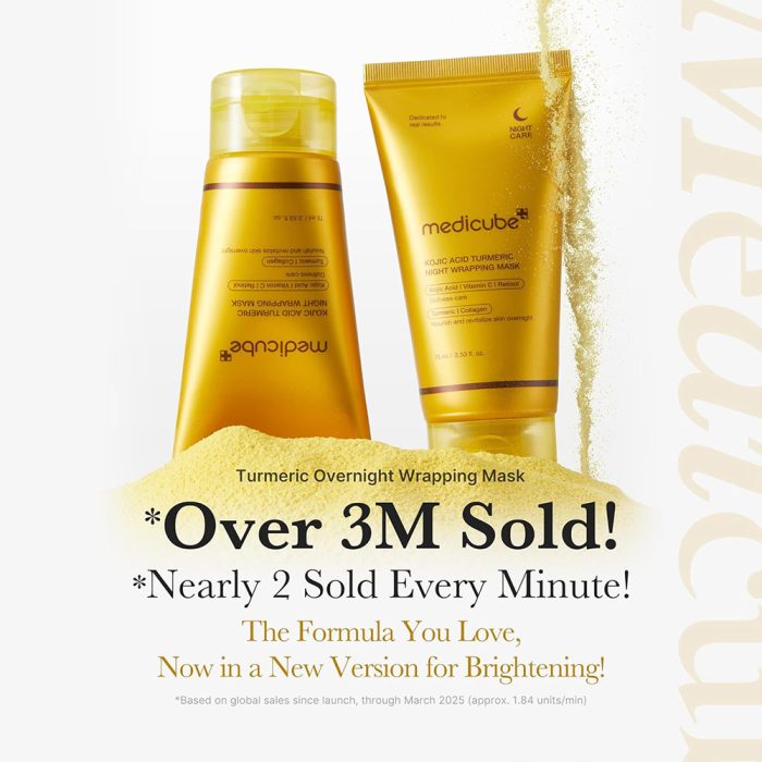 ماسک شب روشن کننده کوجیک اسید و کلاژن مدی کیوب Medicube Kojic Acid Turmeric Night Wrapping Mask