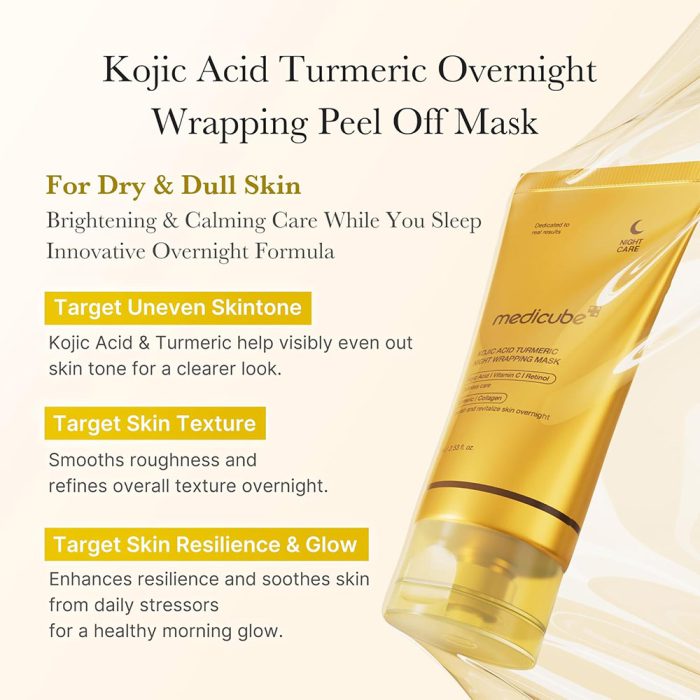 ماسک شب روشن کننده کوجیک اسید و کلاژن مدی کیوب Medicube Kojic Acid Turmeric Night Wrapping Mask