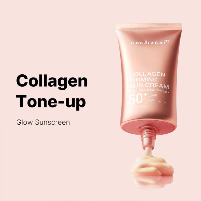 کرم ضد آفتاب تون آپ کلاژن مدی کیوب ضد چروک و روشن کننده پوست MEDICUBE Collagen Firming Sun Cream