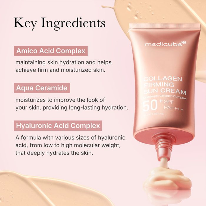 کرم ضد آفتاب تون آپ کلاژن مدی کیوب ضد چروک و روشن کننده پوست MEDICUBE Collagen Firming Sun Cream