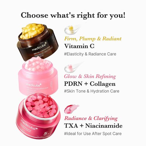 کرم کپسولی کلاژن و PDRN مدی کیوب روشن کننده و ضد چروک پوست Medicube PDRN Pink Collagen Capsule Cream