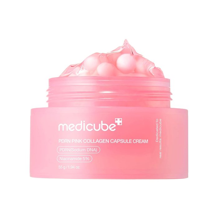 کرم کپسولی کلاژن و PDRN مدی کیوب روشن کننده و ضد چروک پوست Medicube PDRN Pink Collagen Capsule Cream