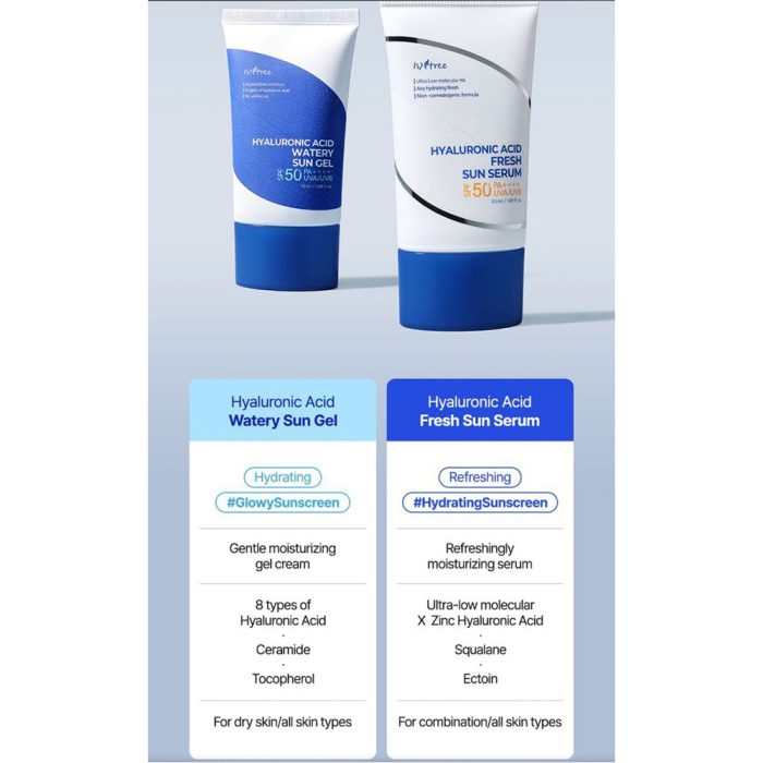 سرم ضد آفتاب آبرسان ریز مولکول هیالورونیک اسید ایزنتری Isntree Hyaluronic Acid Fresh Sun Serum