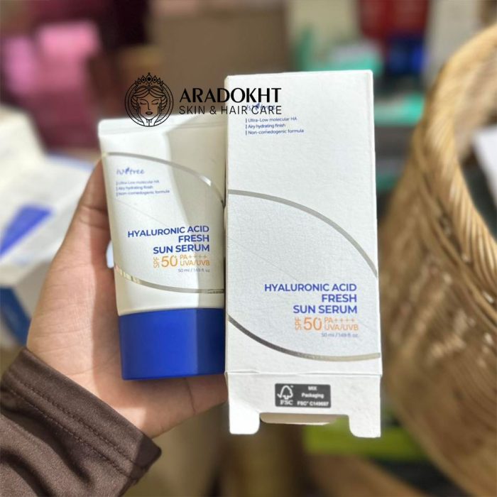سرم ضد آفتاب آبرسان ریز مولکول هیالورونیک اسید ایزنتری Isntree Hyaluronic Acid Fresh Sun Serum