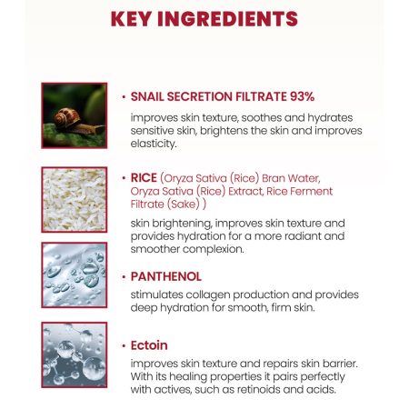 کرم موسین حلزون 93% و برنج کی سکرت تسکین دهنده و مرطوب کننده قوی پوست K-SECRET SEOUL 1988 Cream Snail Mucin 93% + Rice