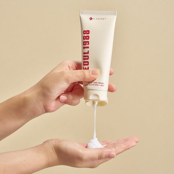 کرم موسین حلزون 93% و برنج کی سکرت تسکین دهنده و مرطوب کننده قوی پوست K-SECRET SEOUL 1988 Cream Snail Mucin 93% + Rice