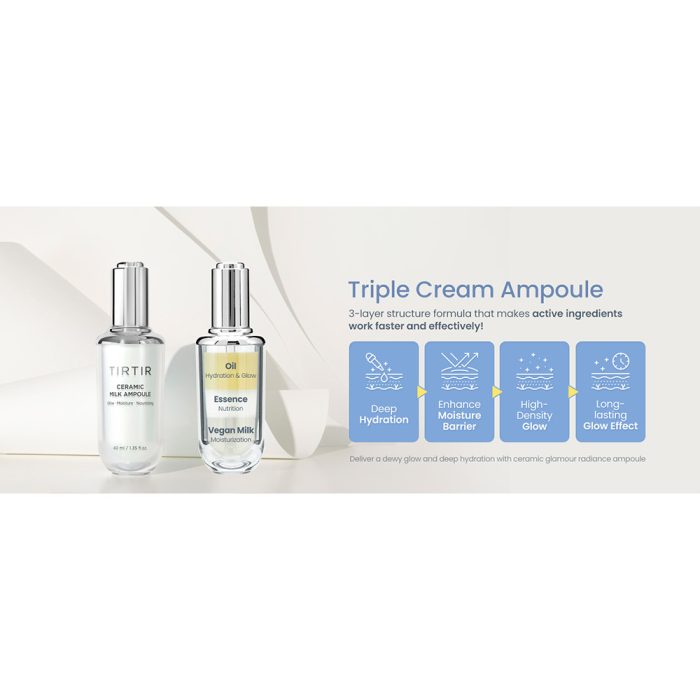 آمپول سراماید میلک تیر تیر درخشان کننده و مرطوب کننده TIRTIR Ceramic Milk Ampoule