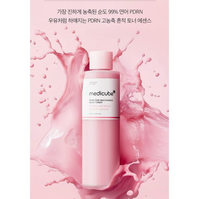 تونر میلکی PDRN و نیاسینامید مدی کیوب جوانساز و روشن کننده پوست Medicube PDRN Pink Niacinamide Milky Toner